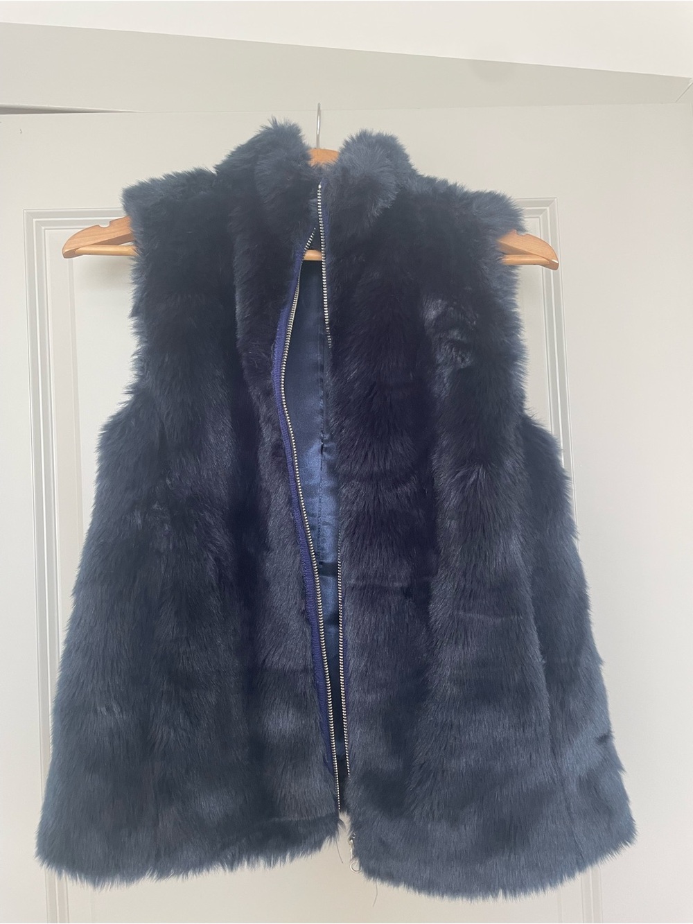 J. Crew Faux Fur Vest in Deep Navy